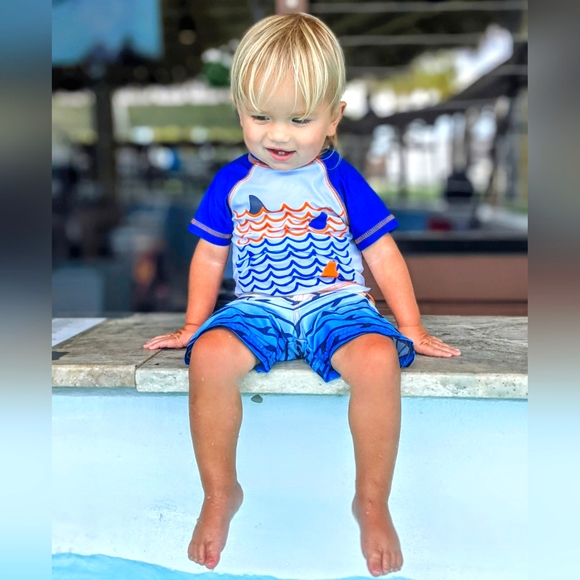 Swim trunks and swim shirt size 12 months Shark design - Picture 1 of 3